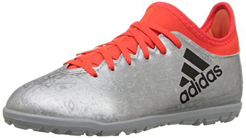 adidas Performance Kids' X 16.3 Turf Soccer Shoe (Little Kid/Big Kid), Silver Metallic/Black/Indoorfrared, 1 M US Little Kid