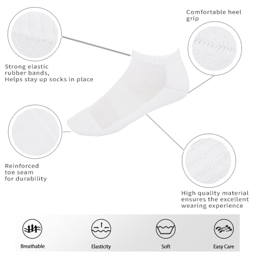 Men Cotton No Show Mesh Socks Low Cut Breathable Reinforced Double Layer Cushioned Seamless Ribbed Instep Firm Grip3