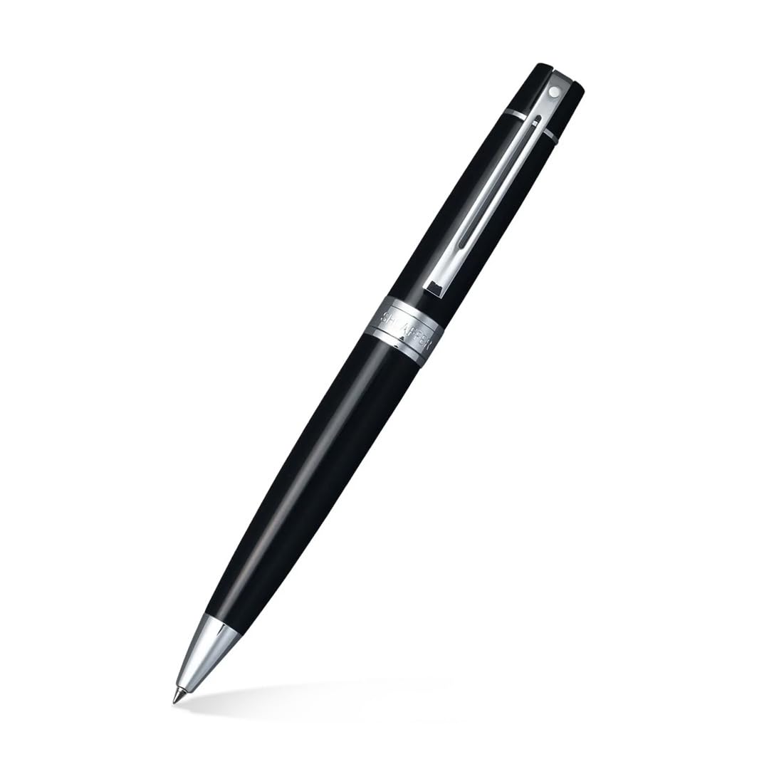 Sheaffer Set de regalo | Bolígrafo negro brillante 300 9312 con borde cromado y bolsa para bolígrafo | Juego de regalo premium