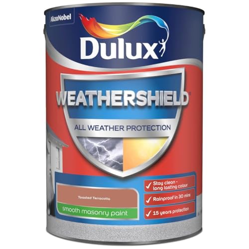 DRW Toasted Terracotta Weathershield Smooth Masonry Paint 5L | Exterior Wall Paint | Long Lasting Weather Protection | Smooth Matt Finish for Brick Render Concrete and Stone
