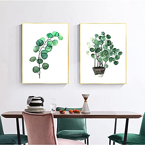 Affiche de plantes tropicales feuilles vertes grand format décoration salon moderne 2pcs