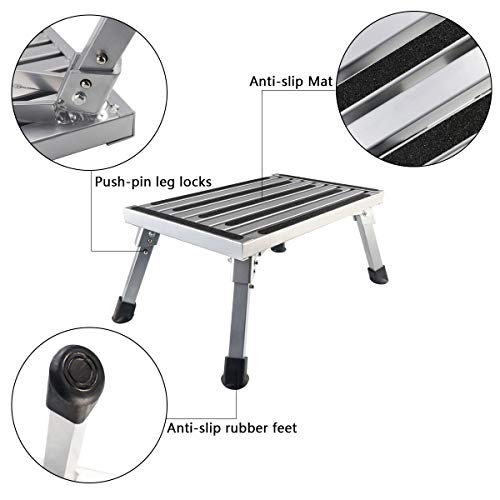 Gimify RV Steps Stool Folding Platform Stepping Stool Sturdy Aluminum Ladder with Non-Slip Rubber 450lb Capacity for Motorhome Trailer - Thumbnail 7