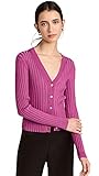 Vince Womens Ribbed V Neck Cardigan, ROSEA, Medium