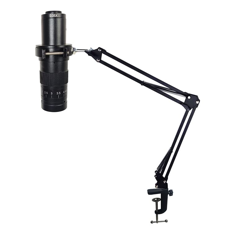 Image of Microscope Articulated Arm Stand Ring Light Set, 64 LED Ring Light C Mount Lens Holder 26mm-52mm Adjustable Clamp, HDMI USB Camera Lens Electronic Soldering Repairing Stand (Microscope Stand)