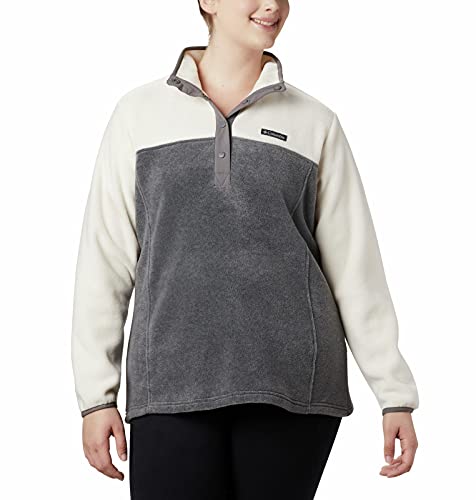 Columbia Women's Benton Springs 1/2 Snap Pullover, City Grey Heather/Chalk, Medium #TOP5