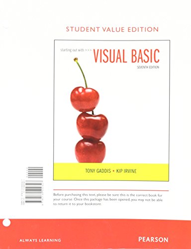 Starting Out with Visual Basic, Student Value E... 0134400321 Book Cover