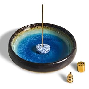Incense Holder for Sticks, Coil Incense, Sage Cones, Handcrafted Ceramic Incense Burner Holder, Ash Catcher, Smudge Bowl for Yoga Meditation Room Décor Incense Holder for Sticks Coil Incense Sage Cones Handcrafted Ceramic Incense Burner Holder Ash Catcher Smudge Bowl for Yoga Meditation Room Decor