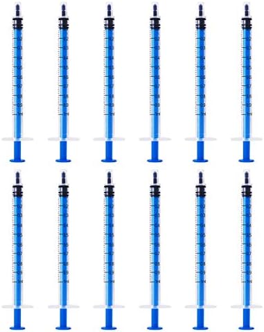 12 Pack - 1ml Plastic Syringe with Measurement, No Needle Suitable for Refilling and Measuring Liquids, Feeding Pets, Oil or Glue Applicator