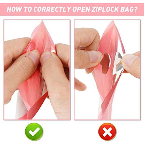 50Pcs Smell Proof Bags Resealable Bags For Food Storage 5.5X7.8Inch Packaging Bags With Clear Window Foil Pouch Ziplock Bag Self Sealing Bag For Party Favors,Lipgloss,Jewelry,Candy-Pink #TOP4