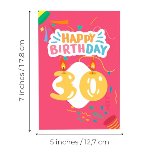Hartensteler 30th Birthday Card Pop Up Greeting Cards, 3D Pop Up Card Birthday Greeting Card, Birthday Cards with Envelope for Women Moms Girls Men Friends Romance Gift Card, red