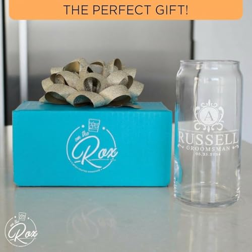 Image of Personalized Groomsmen Beer Can Glass Gifts - Custom Groomsman Gift -Personalized Wedding Beer Can Glass - Groomsman Proposal - 20 oz Engraved Groomsmen Beer Glass - Personalized Wedding Favors