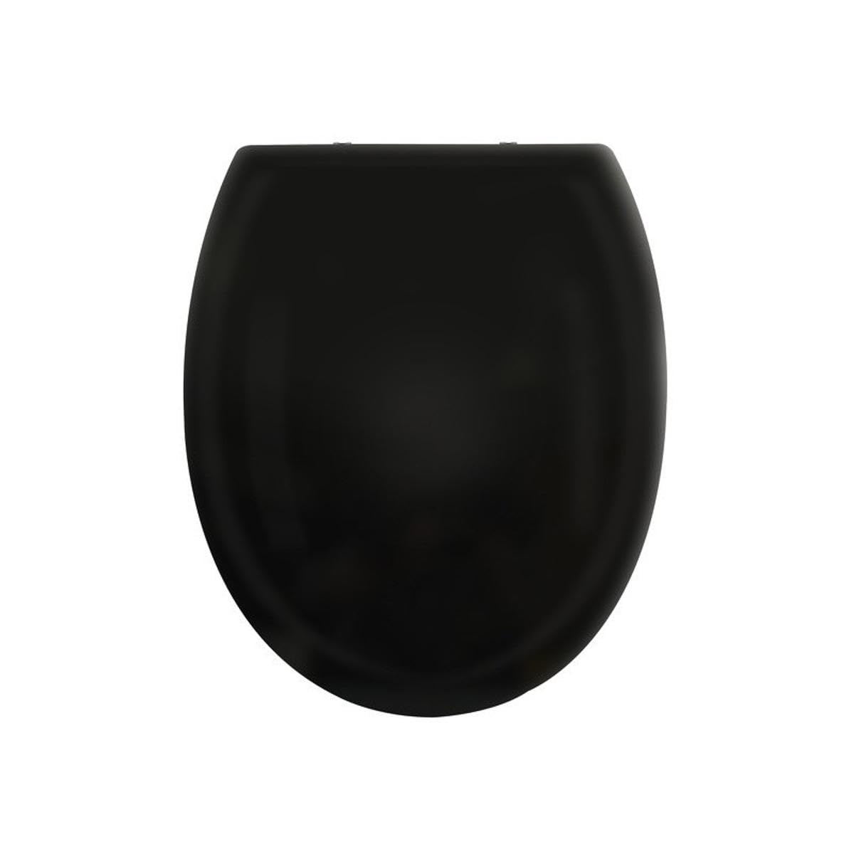 spirella Oval Toilet Lid with Quick Release Function and Soft Close Mechanism Antibacterial Toilet Seat Made of Thermoplastic and Rustproof Stainless Steel Removable Black