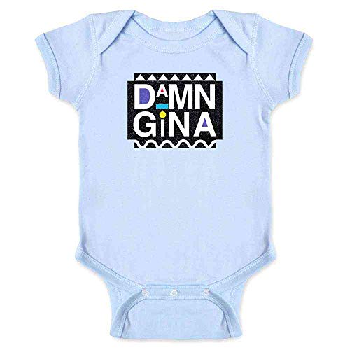 Damn Gina Retro 90s Funny Infant Bodysuit for Cool Babies Light Blue 24M