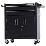 TANKSTORM Tool Chest Heavy Duty Cart Steel Rolling Tool Box with Lockable Doors (TZ12 Black)
