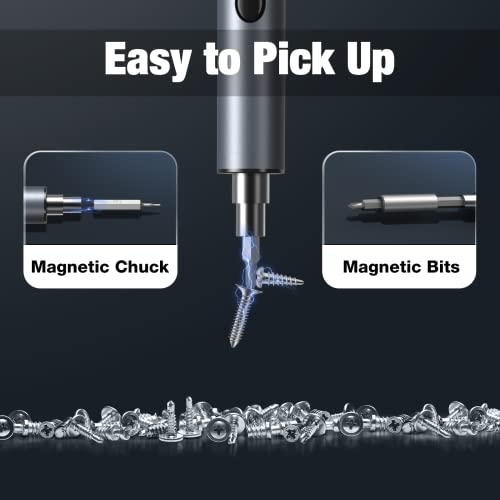 Pkey Electric Screwdriver, Mini Electric Screwdriver Cordless With 28 Magnetic Precision Bits, Led Light & Dual Mode, Type-C Rechargeable Electric Screwdriver Set For Pc Building, Electronics, Phones #TOP4