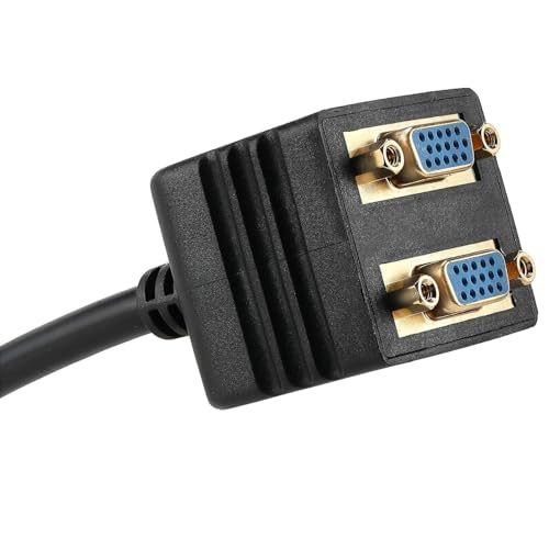 Image of ETZIN VGA Splitter Cable 1 Male to 2 Female Adapter Monitor Y Splitter Cable 25cm Black Can't Connect Two at The Same time TD-1303CC