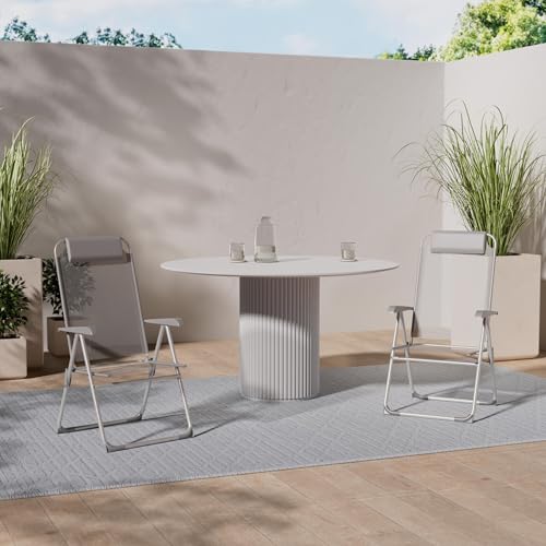 AKTIVE - Silla Plegable reclinable 5 Posiciones, Antivuelco, con cojín, Respaldo Alto y reposabrazos, Resistente: Peso máx. 110kg, Material Textileno y Aluminio, Medidas 44x55x101cm (63028)