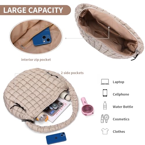 Puffer Tote Bag for Women - Large Quilted Crossbody Handbag - Lightweight Shoulder Hobo Bag - Soft Puffy Carryall4