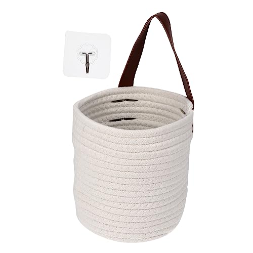 Holibanna 1 Pieza Cesta Colgante Tejida Para Colgar En La Pared Marrón Hogar Decorativo Tejidas a Mano Tela Cesta De Almacenamiento Colgante Pequeño Tejido Cuerda De Algodón
