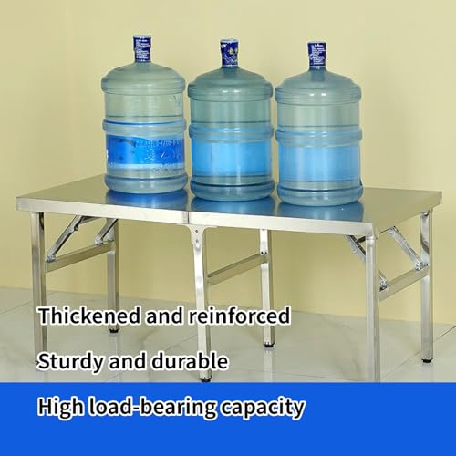 Table pliante en acier inoxydable avec pieds réglables et base ouverte pour cuisine - 7