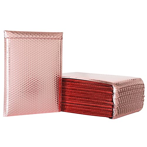 WiiGreen #2 100 PCS 9x11 Inch Metallic Bubble Mailers Padded Envelopes Bags with Peel and Seal for Gift, Packing and Shipping, Keep Safe and Protected, Rose Gold (Usable Size: 8x11 Inch)