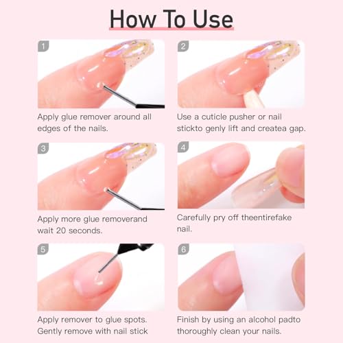 Image of Curvlife 10g Semi-Solid Glue and 20ml Pinpoint Glue Remover Kit - Gel for Press on Nails, Quick Dry No UV Lamp Needed with Gentle Non-Acetone Remover, Fake Nail Tips (Pack of 2)