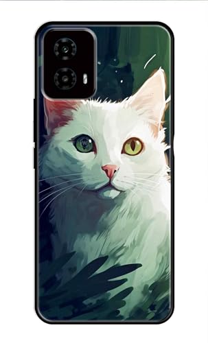 Image of Metal TPU Printed Back Cover for Motorola Moto G34 5G (Cat Painting) 360 Degree Protection | Camera Protection -25092024(AH)