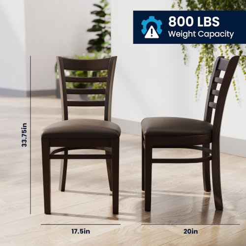 Image of Flash Furniture Hercules Ladder Back Wood Chair - Vinyl Seat, Walnut /Mocha