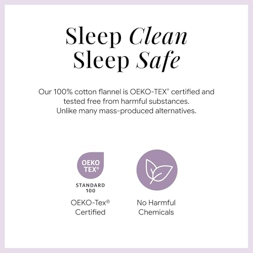 Image of Tribeca Living King Cotton Flannel Flat Sheet Only 170-GSM - Oversized 112 x 106 Inch Dimensions for Generous Bed Coverage - Soft Breathable Bedding in Lavender
