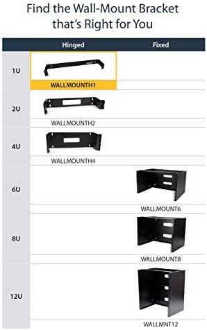 StarTech.com 1U Hinged Wall Mount Patch Panel Bracket - 4 inch Deep - 19" Patch Panel Swing Rack for Shallow Network Equipment- 17lbs (WALLMOUNTH1)