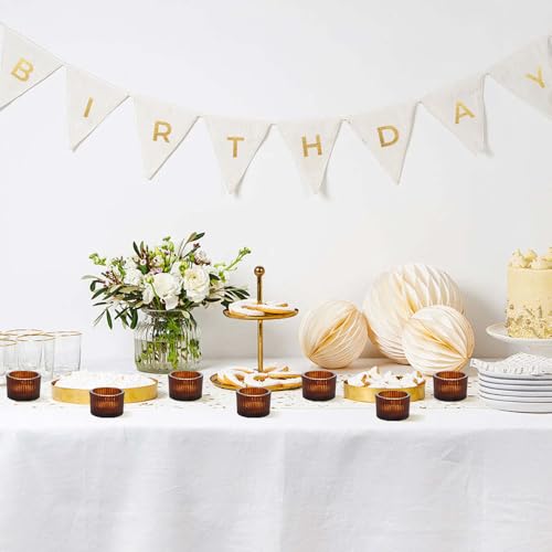 20pcs Assorted Votive Candle Holders for Tea Light Candles, Amber Glass Tea Light Candle Holders Set, Decorative Ribbed Tealight Holder for Wedding Table Decor, Dining Room, Valentine's Day, Birthday by Fyrstliyn - Image 3