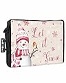 DecorLovee Outdoor TV Cover 80 to 85 Inches Weatherproof & Waterproof, Pink Christmas Snowman Outdoor TV Enclosure with Remote Control Pocket, Xmas Snowflake Birds TV Screen Protectors for Outside TV