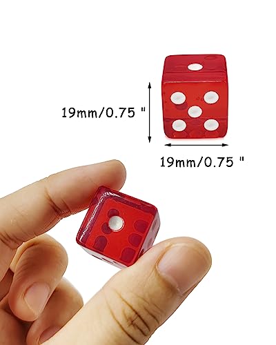 Bluemoona 10 Pcs 19Mm 6 Sided Dice D6 Rpg D&D Game Transparent Red + Bag Set #TOP1
