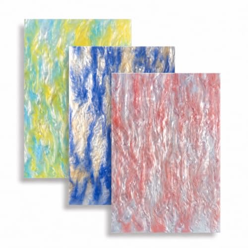 Image of TOEPODO Pearlescent Marble Acrylic Sheets,1 /8 inch Thickness, 8 inchx12 inch,Opaque Cast Pearl Acrylic for Laser Cutting Engraving Craft DIY Home /Festival Decore(3,Light Color,8x12 Inch)