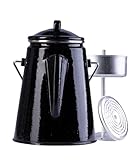 Pour cuisinière à gaz et électrique ou foyer ouvert. Intensité du café réglable grâce au système de percolateur. Poignée latérale et anse comme dispositif de suspension