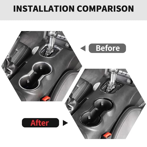 RT-TCZ Cup Holder Cover Gear Shift Frame Cover Trim Kit Decor Interior Accessories for Ford Mustang 2015-2023 (Black Carbon Fiber) by RT-TCZ - Image 2