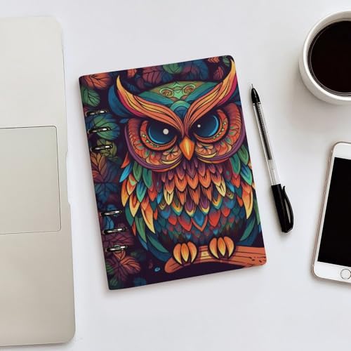 Cuaderno A5 de hojas sueltas recargable con grabado de búho 5