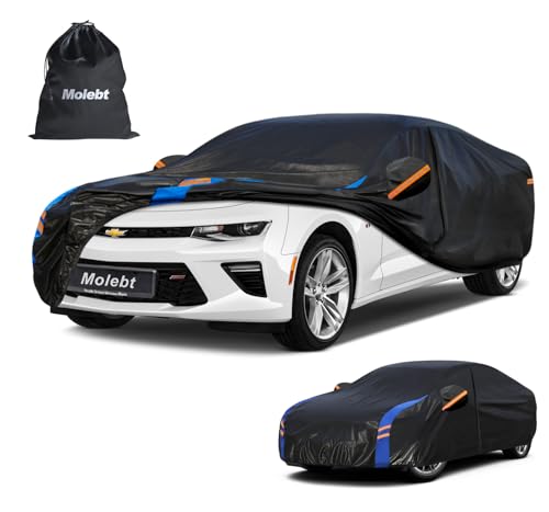 Image of Custom Fit Car Cover for Chevrolet Chevy Camaro (2010-2026), Upgraded Waterproof All Weather Outdoor Auto Cover with Driver Door Zipper & Mirror Pockets, UV /Snow /Dust Protection