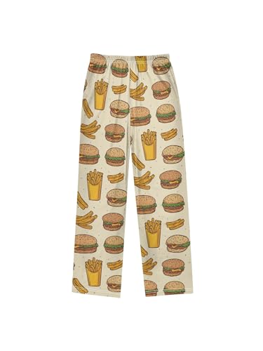 ZZKKO Fast Food and French Fries Hamburger Boys Pants for Kids Jogger Pants with Pockets S2
