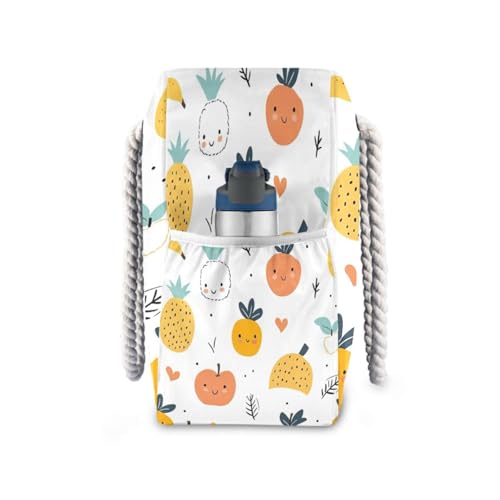 ATTX Cartoon Fruits Pattern Beach Bags for Women - Large Beach Bags with Zipper Waterproof Sandproof Swim Pool Bag Large Tote#2713