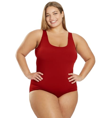 Sporti Plus Size HydroLast Moderate One Piece Swimsuit - Rosewood - 26W