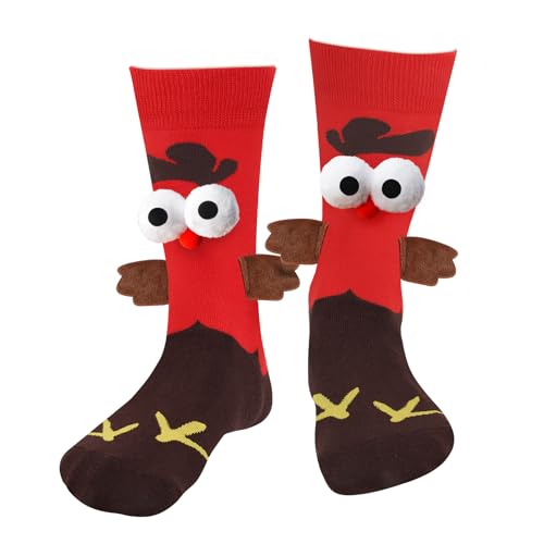 Lustige 3D Huhn Socken für Herren Papa Teenager Junge - Bunte Witzige Männer Motiv Coole Hühnchen Tier Socken Funny Socks - Vatertag Ostern Geburtstag Weihnachten Geschenke Ideen für Tierliebhaber