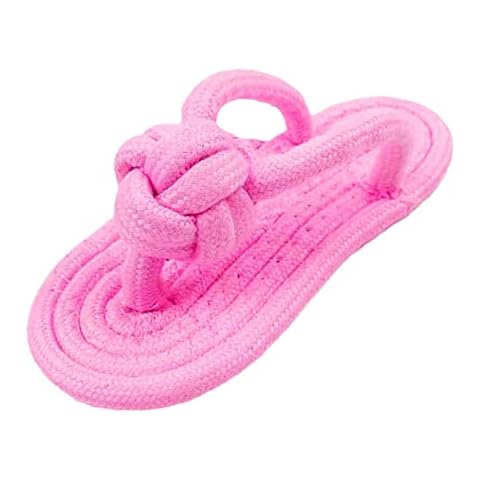 pulunto Dog Shoe Chew Toys, Natural Candy Color Cotton Rope Dog Squeaky Chewing Slipper Toy for Small Medium Dogs Puppies Training Playing Teeth Cleaning Cover
