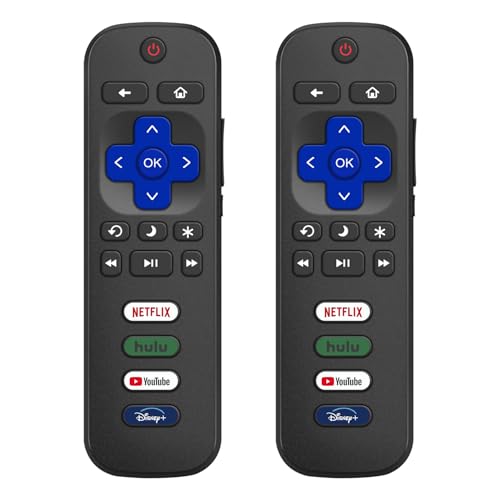 (Pack of 2) Replacement Remote Control for Roku TVs Compatible with TCL Roku/Hisense Roku/Onn Roku/Roku Built-in Smart TVs. (Not Compatible with Roku Sticks or Box). 1 Year Warranty.
