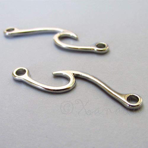 20 Pc Ocean Waves Connector Charms 33mm Silver Plated - Pendant Bracelet Jewelry Making