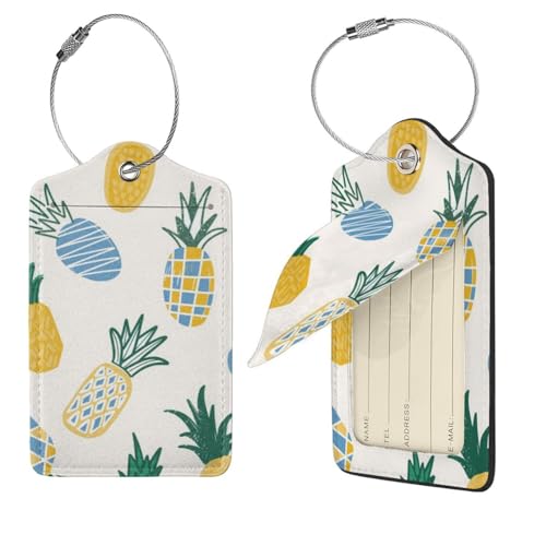 Étiquettes de bagage en cuir ananas : le cadeau idéal pour sac de voyage homme et femme