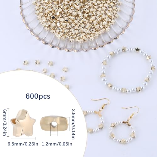 SUNNYCLUE 1 BOX 600Pcs Star Shaped Spacer Beads Gold Stars Beads CCB Plastic Small Pentagrams Lucky Spacers Loose Beads for jewellery Making DIY Bracelet Necklace Earrings Keychain Crafting Beginners - Image 2