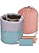 Bememo 2 Pieces Barrel Shaped Travel Bag Makeup Bag Cosmetic Bag Travel Kit Organizer Bathroom Storage Carry Case Toiletry Bags (Macaron Blue and Pink)