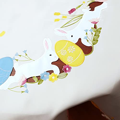 50% Off Embroidered Easter Bunny Tablecloth - Machine Washable