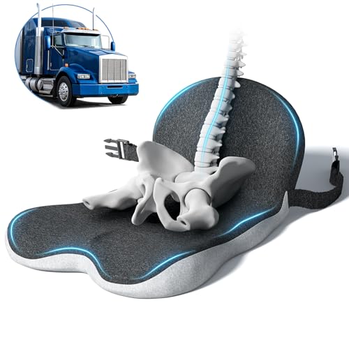 Car Seat Cushion, Memory Foam Car Seat Cushion with Back Support & Pain Relief, Driver Seat Cushion for Long Sitting, Gaming Chair & Office Chair(Dark + Light Gray)